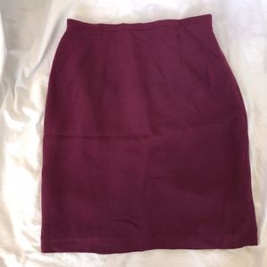 100% silk fitted skirt in dark magenta